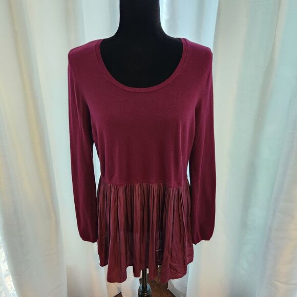 Torrid Womens Size 0 Burgundy Sweater Fit Flare Tunic Sweater Tight Knit Silky - Picture 3 of 11